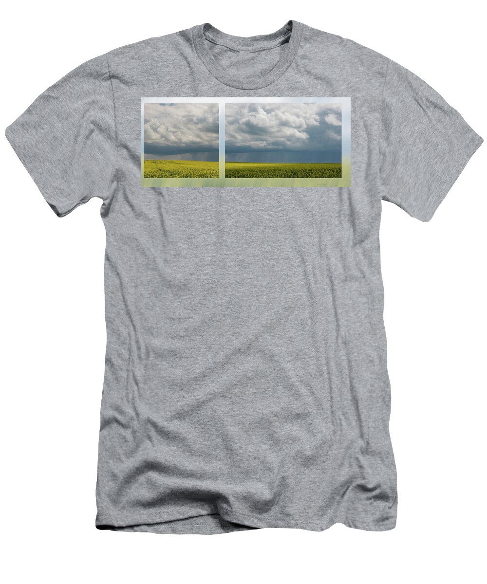 Storm T-Shirt featuring the photograph Storm over canola by Phil And Karen Rispin