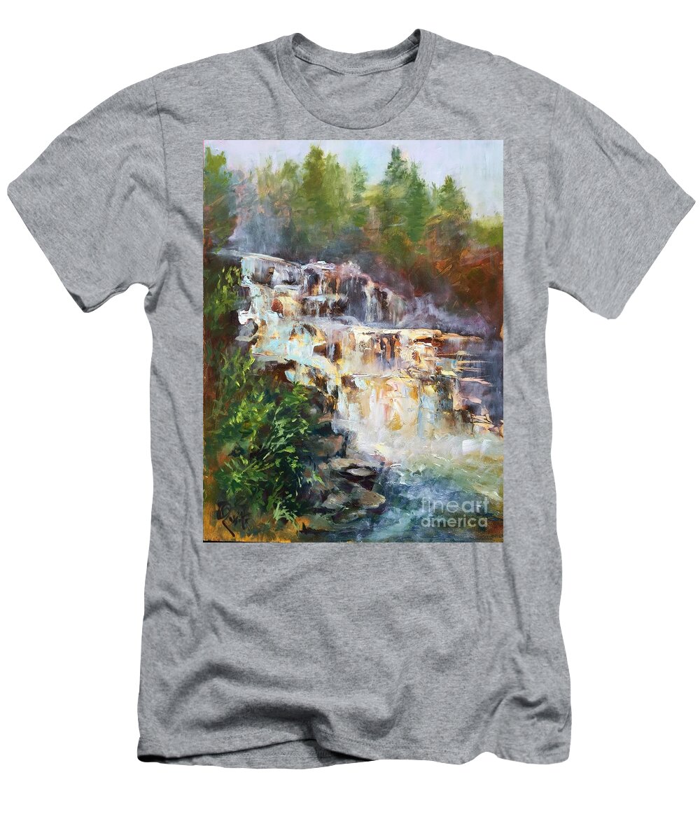 Saint Regis Falls T-Shirt featuring the painting St.Regis Falls by B Rossitto