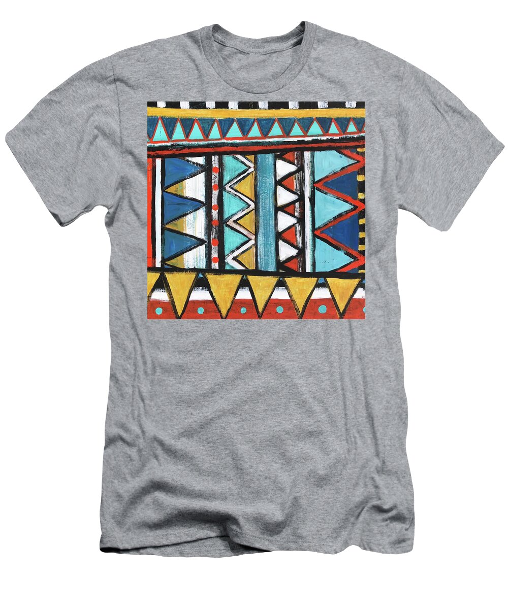 Geometric T-Shirt featuring the painting Stripes and Triangles V by Cyndie Katz