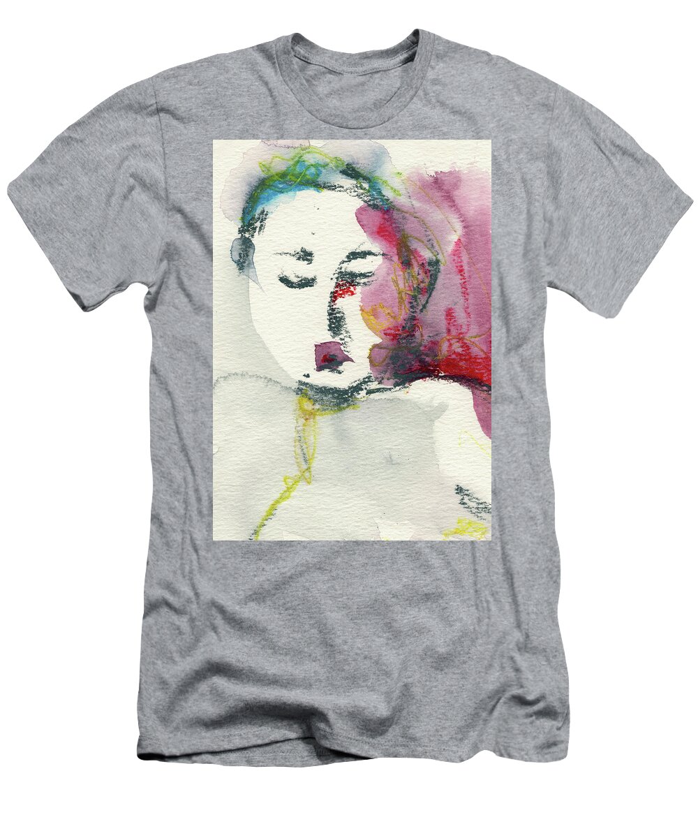 Abstract Nude Watercolour T-Shirt featuring the painting Studio Nude I Detail by Roxanne Dyer