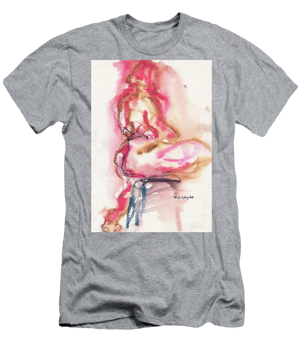 Abstract Nude Watercolour T-Shirt featuring the painting Studio Nude VI by Roxanne Dyer
