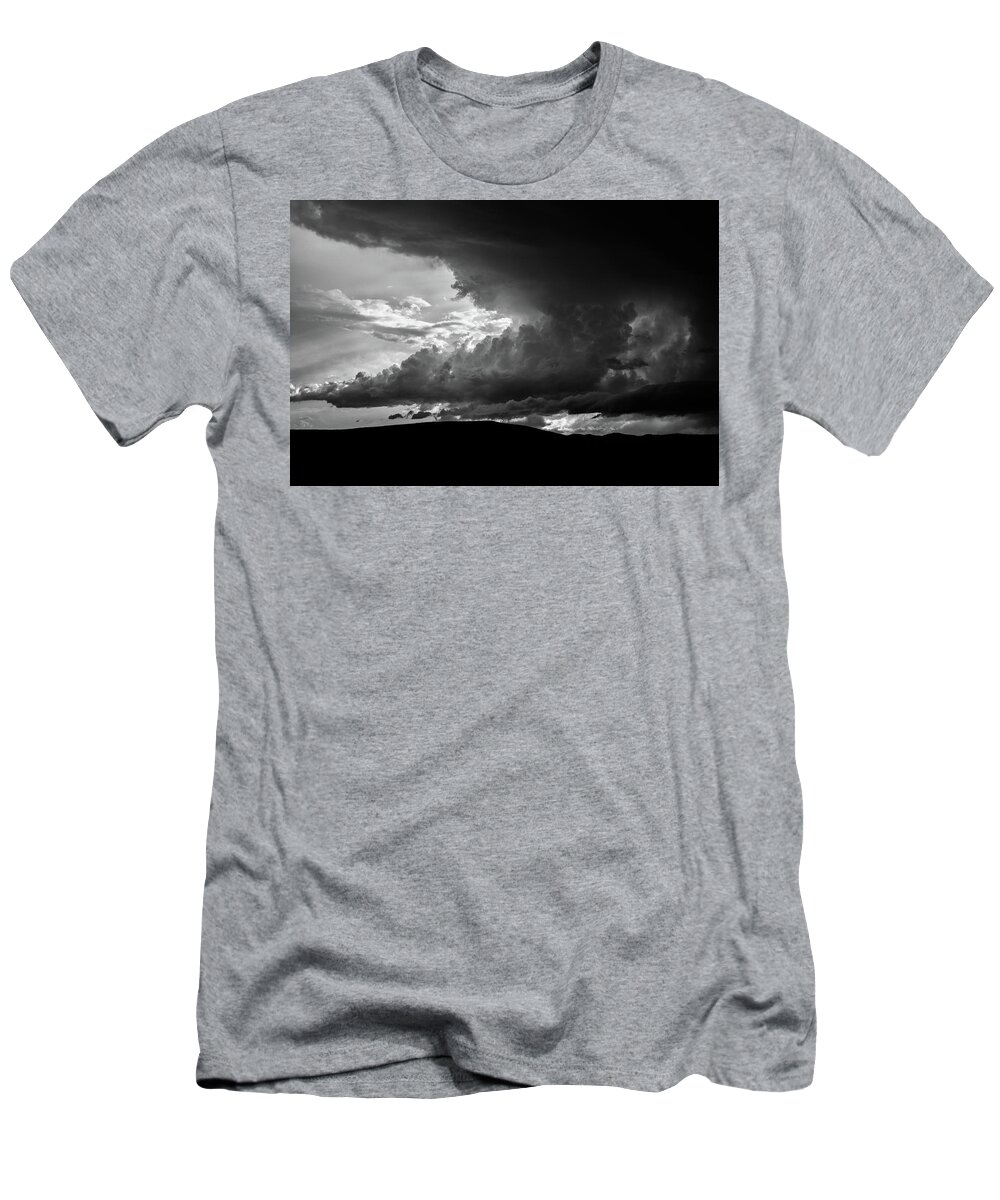 Thunderstorm T-Shirt featuring the photograph Sturgis Supercell - Black and White by Connor Sipe