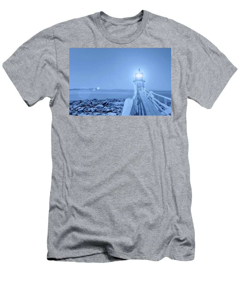 Classic T-Shirt featuring the photograph Stylized classic blue hour Marshall Point Lighthouse Maine by Marianne Campolongo