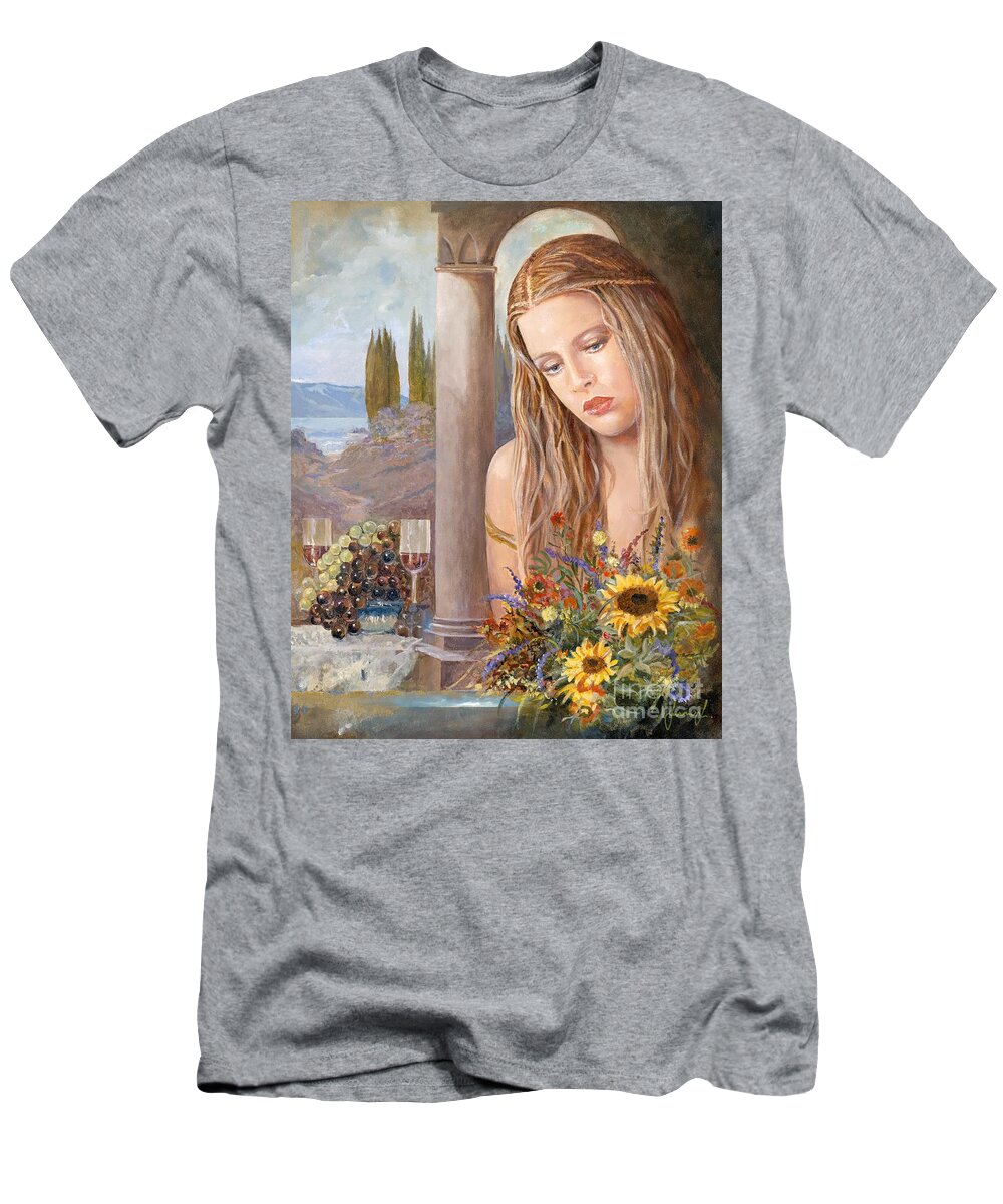 Portrait T-Shirt featuring the painting Summer Day by Sinisa Saratlic