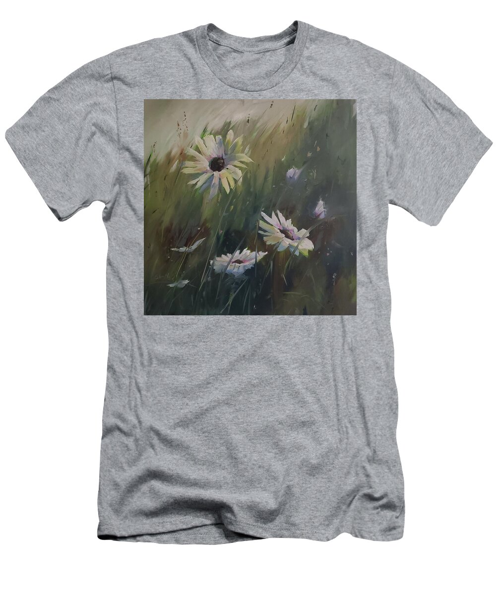 Daisy T-Shirt featuring the painting Summer is Daisies by Sheila Romard