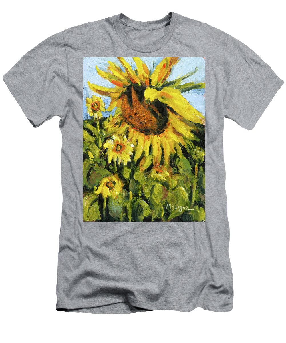 Landscape T-Shirt featuring the painting Sunflower by Mike Bergen