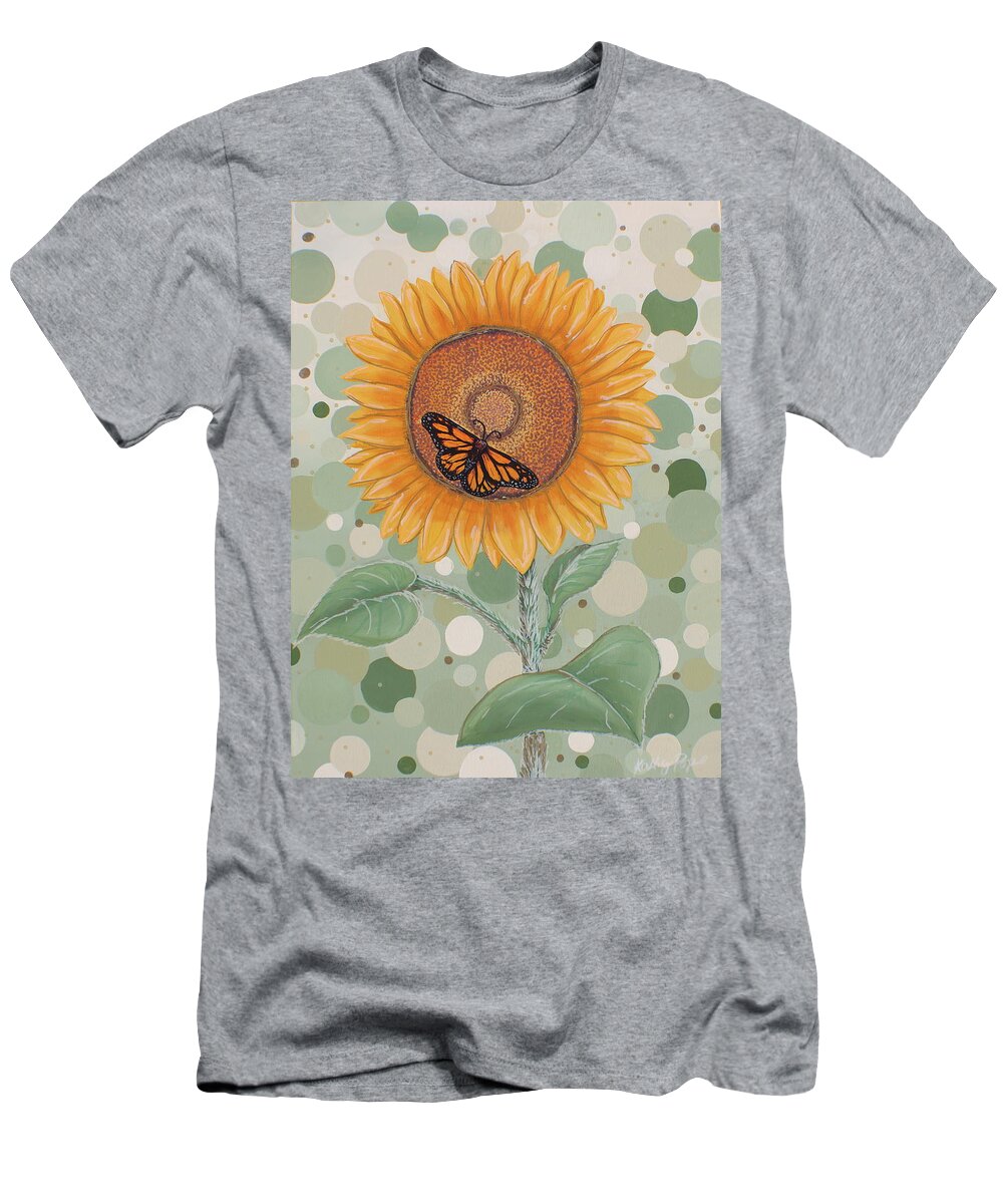 Sunflower T-Shirt featuring the painting Sunflower Polkadot A Garden's Tale by Kenneth Pope