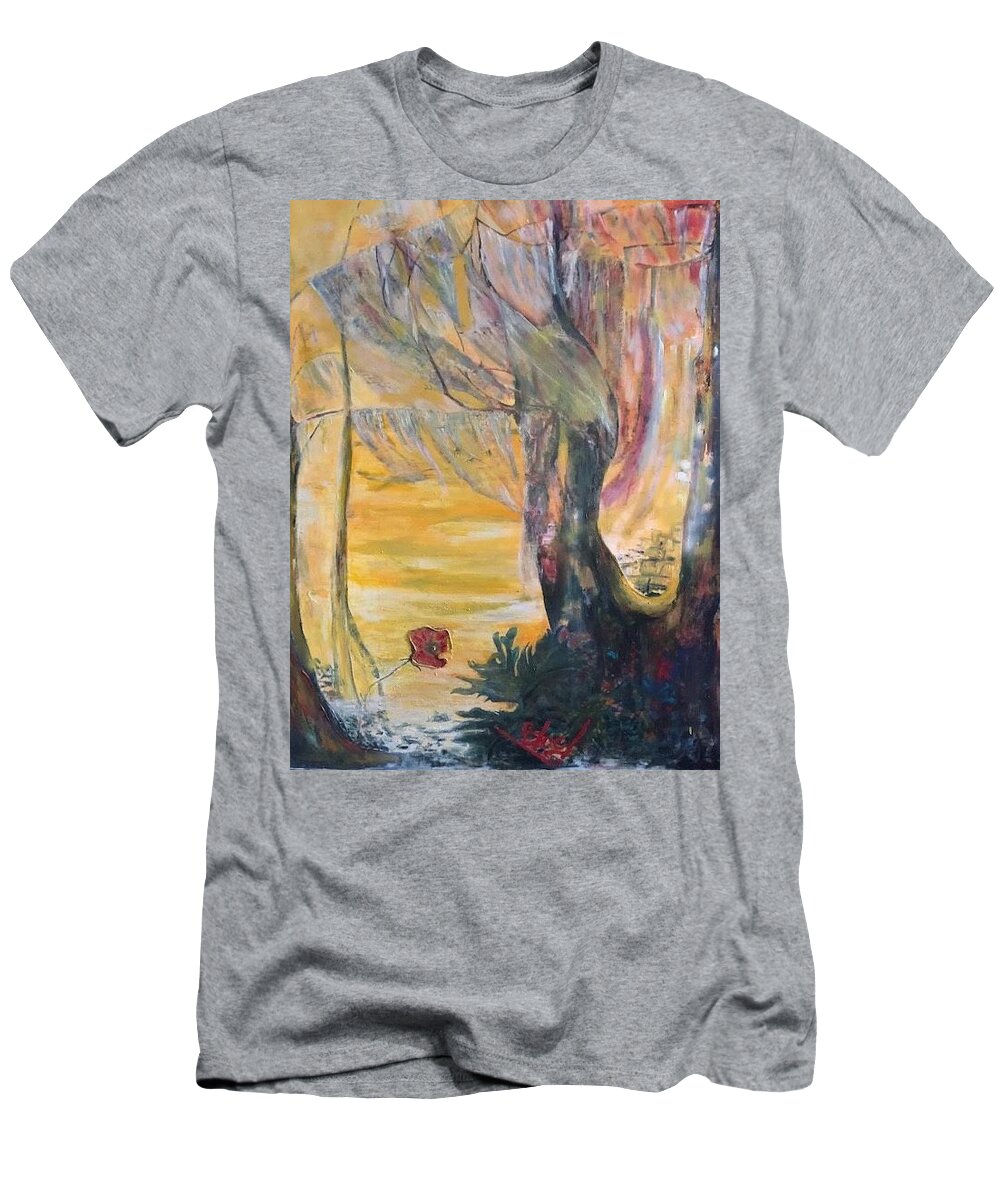 Sunshine T-Shirt featuring the painting Sunrise on Wilmington Island by Peggy Blood