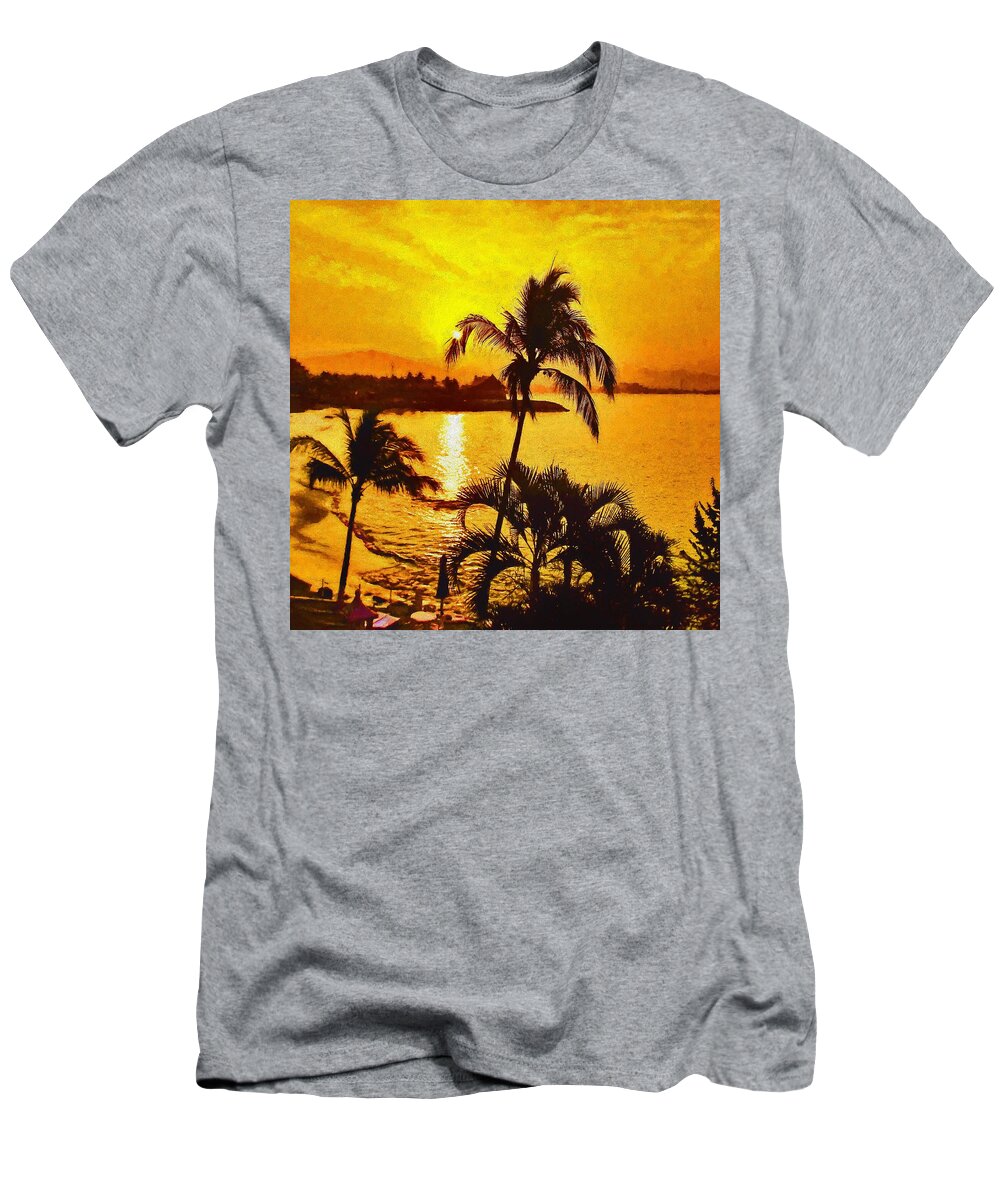 Sunset T-Shirt featuring the photograph Sunset at Dolphin Cove Inn, Manzanillo, Mexico #2 by Tatiana Travelways