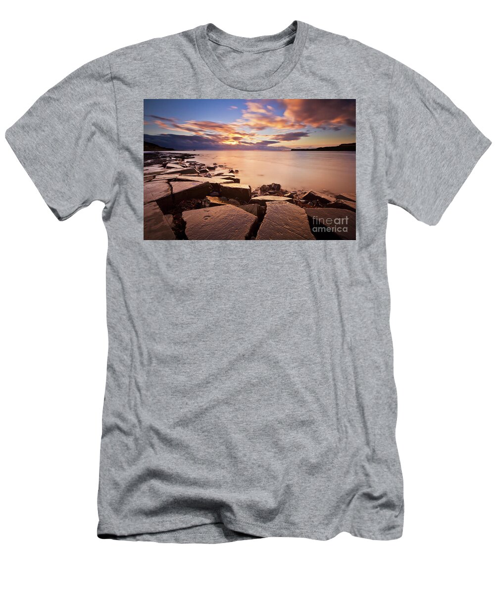Jurassic Coast T-Shirt featuring the photograph Sunset at Kimmeridge Bay, Dorset, England by Neale And Judith Clark