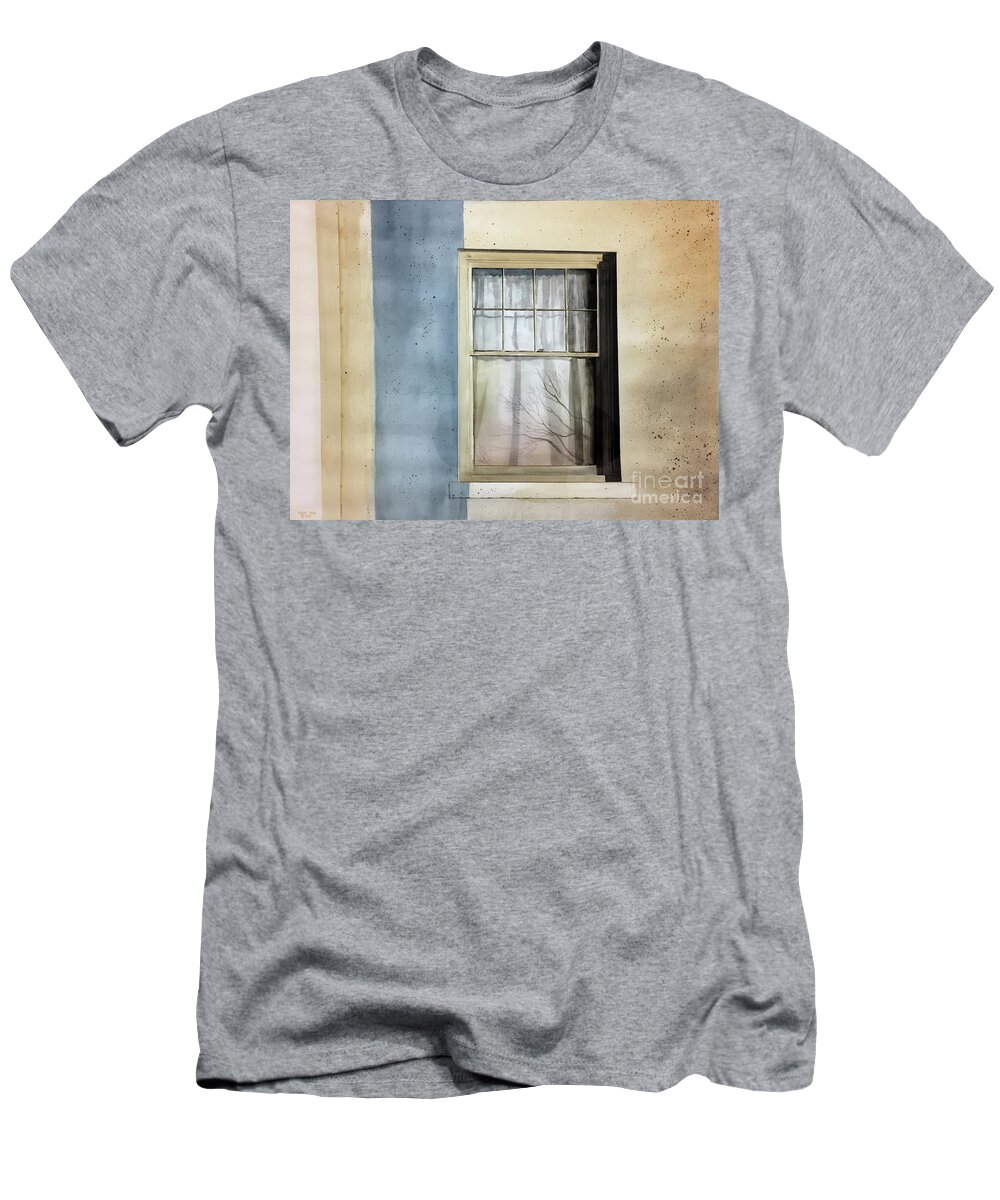 Evening Light Falls On The West Wall Of The Brown Mansion In Coffeyville T-Shirt featuring the painting Sunset At The Mansion by Monte Toon