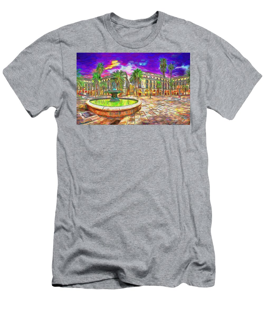 Paint T-Shirt featuring the painting Sunset in Barcelona by Nenad Vasic