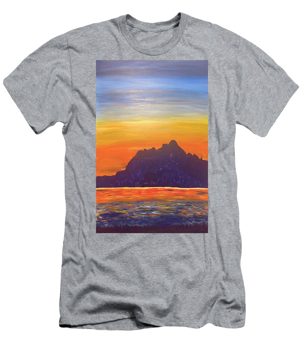 Sunset T-Shirt featuring the painting Sunset on Abiquiu Lake by Christina Wedberg