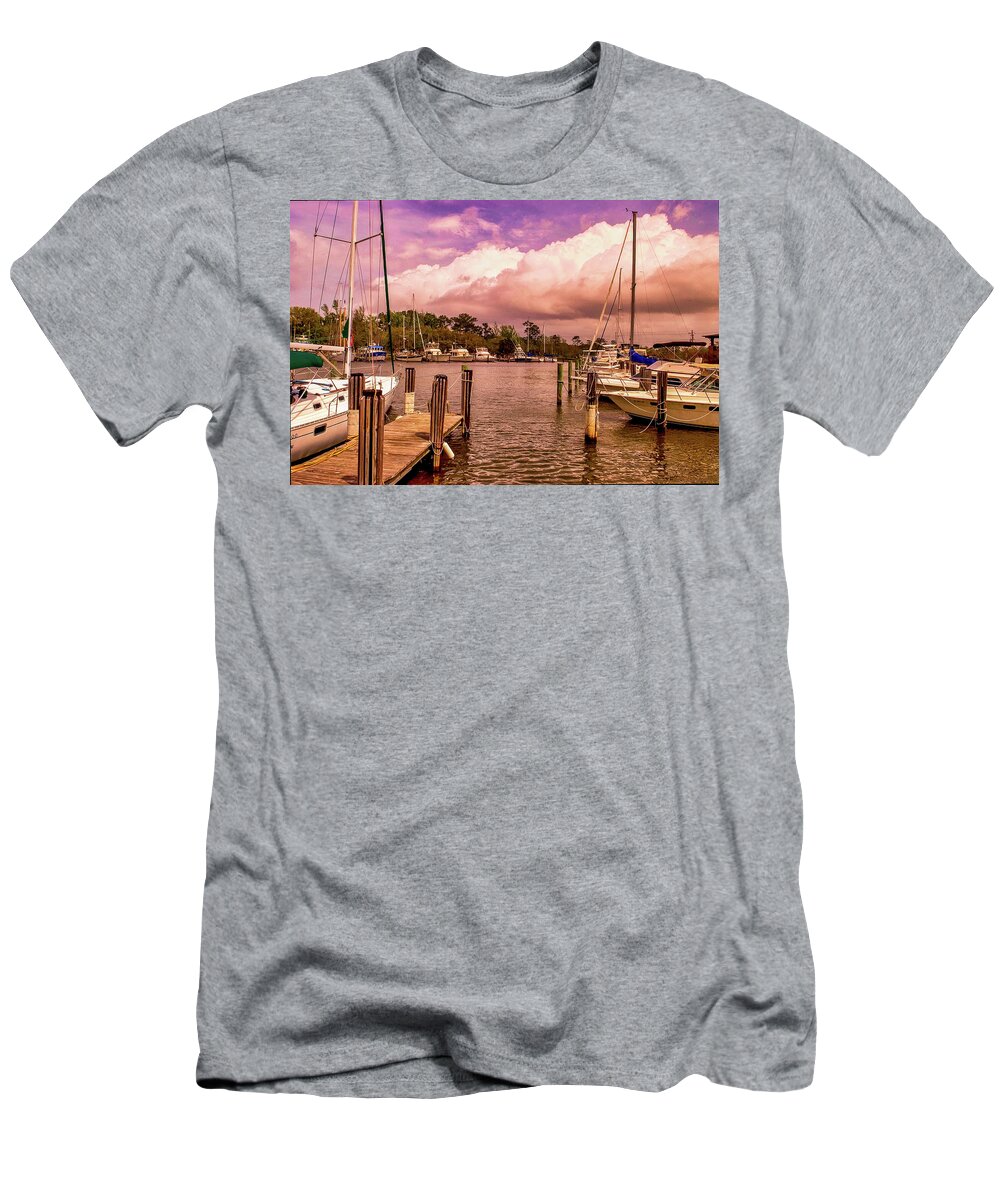 Marina T-Shirt featuring the photograph Sunset on an Alabama Marina by James C Richardson