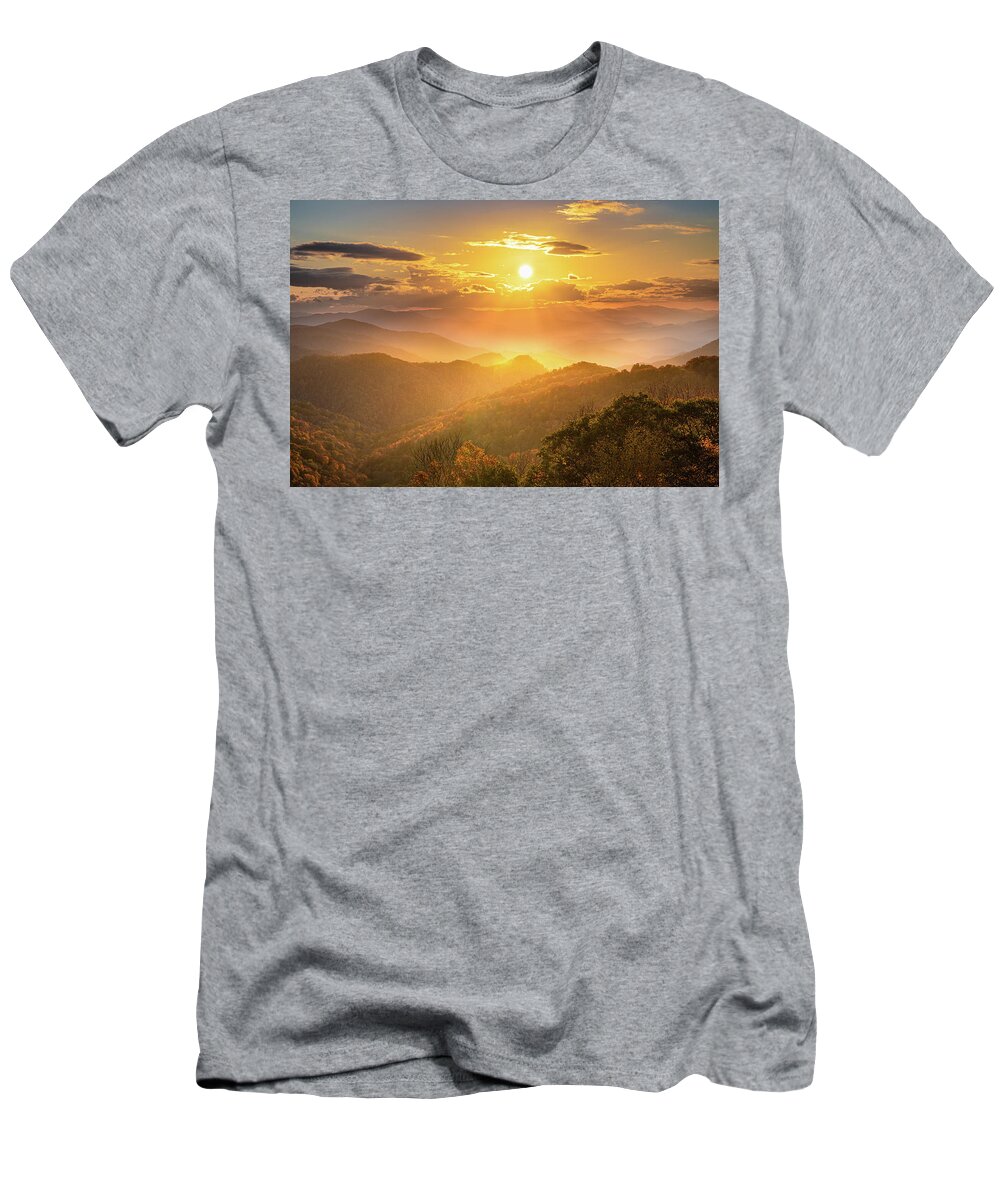 Maggie Valley T-Shirt featuring the photograph Sunset On The Blue Ridge Parkway by Jordan Hill