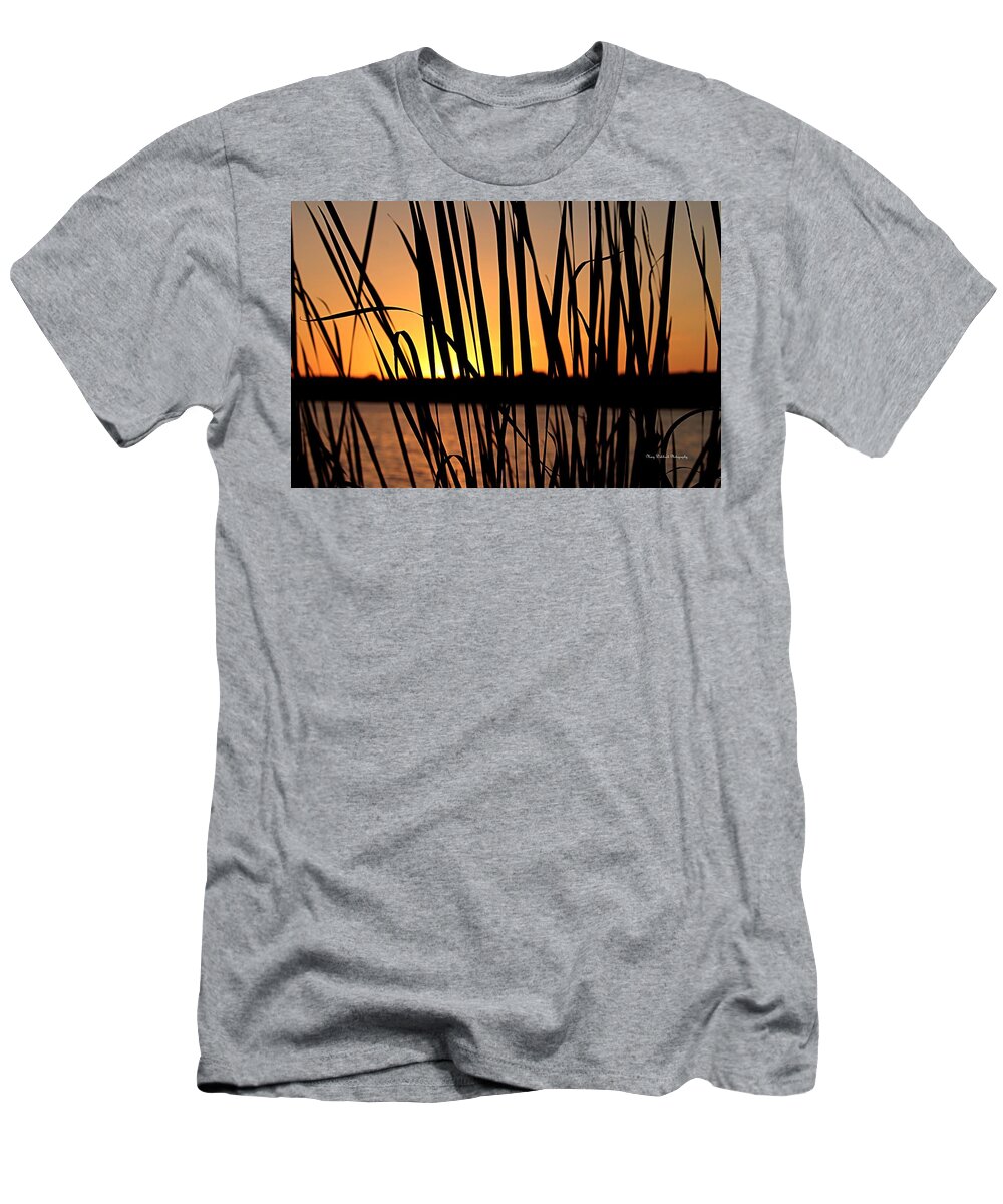 Sunset T-Shirt featuring the photograph Sunset Through the Reeds by Mary Walchuck