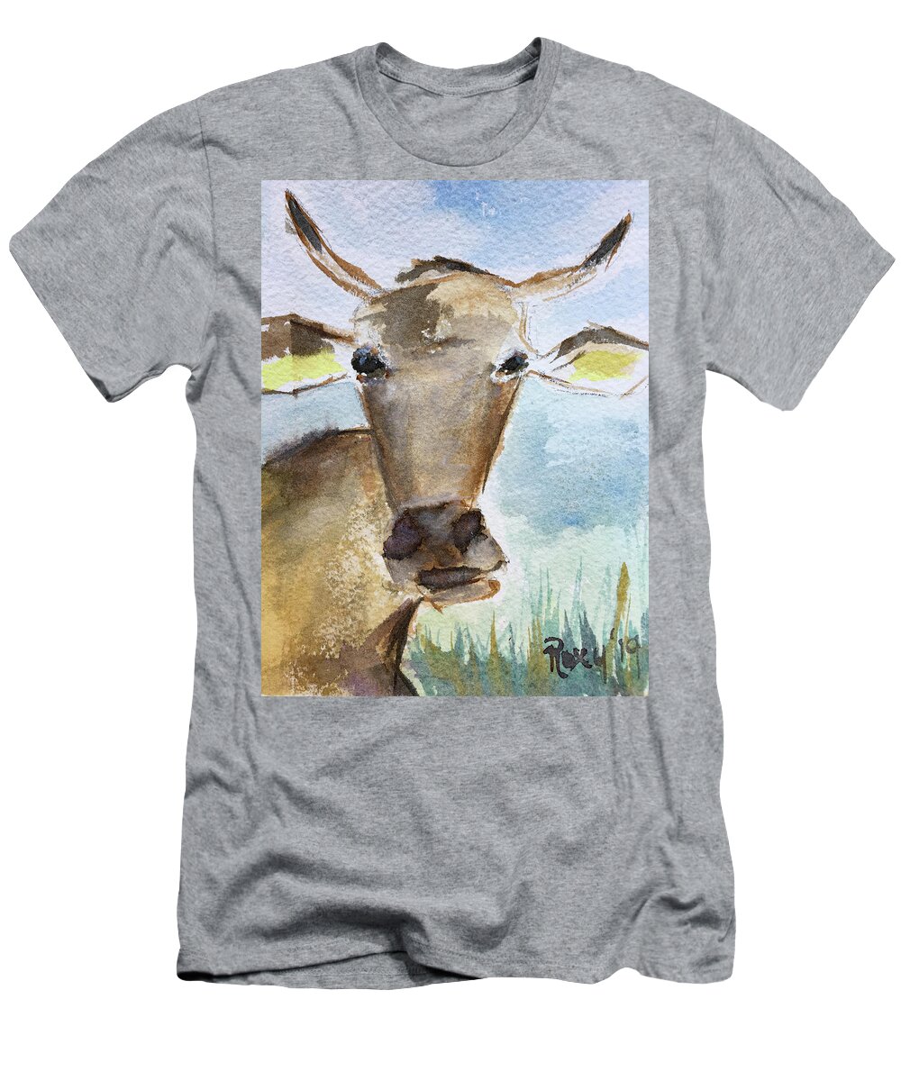Cow T-Shirt featuring the painting Sunshine by Roxy Rich