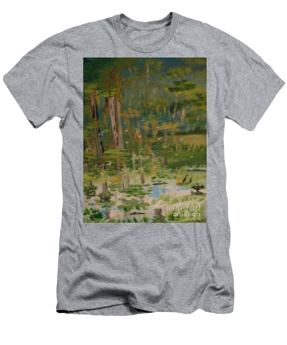 Landscape T-Shirt featuring the painting Swamp Heaven Painting # 379 by Donald Northup
