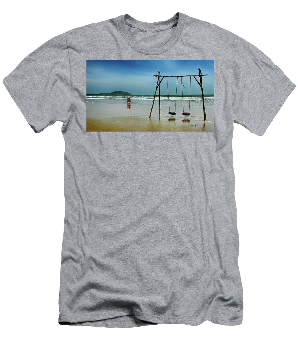 Swing T-Shirt featuring the photograph Swing on the beach by Robert Bociaga
