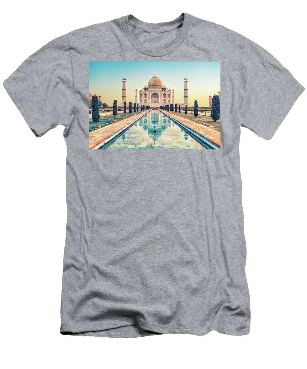 Architecture T-Shirt featuring the photograph Taj Mahal Morning by Manjik Pictures