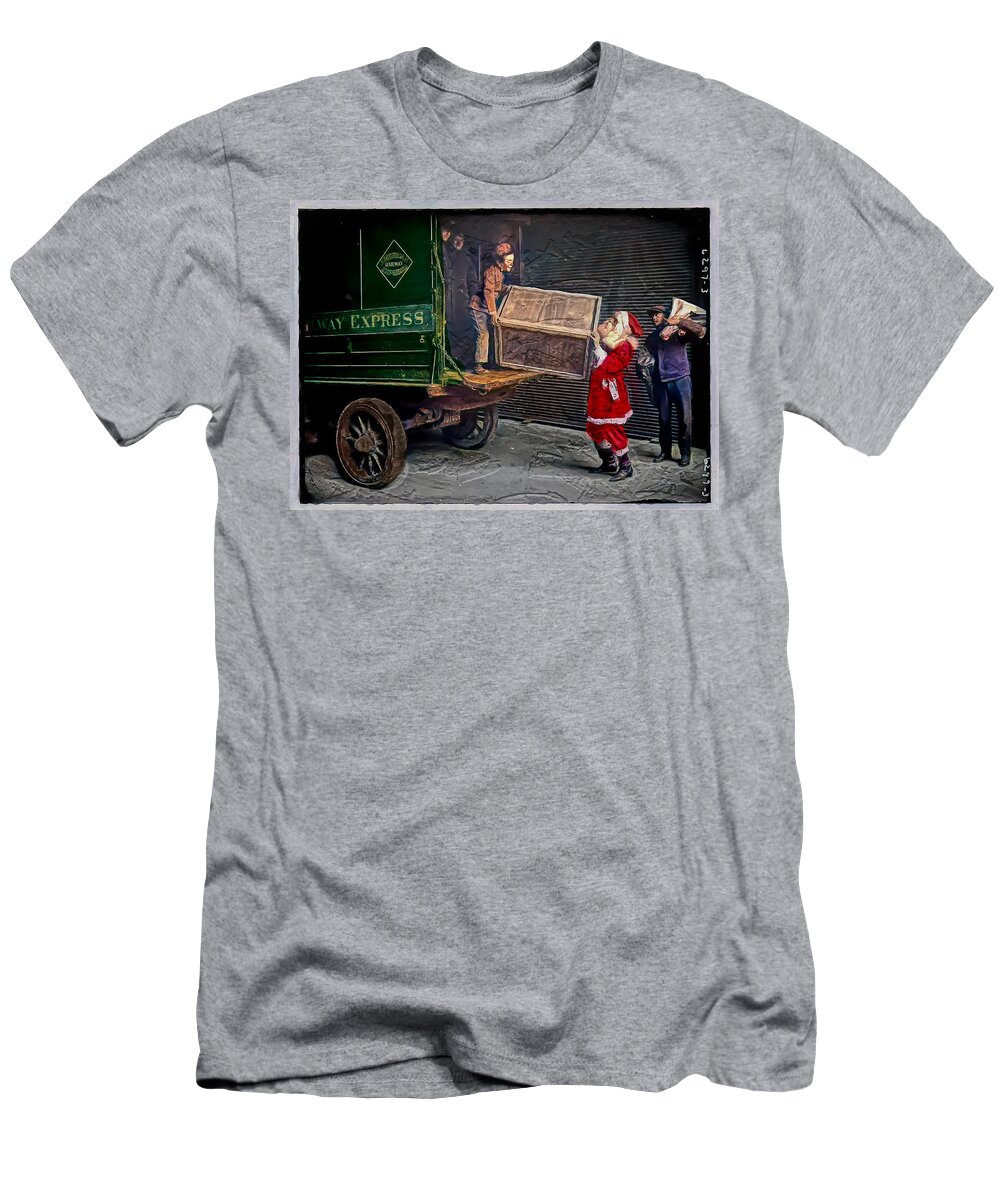 Santa T-Shirt featuring the photograph Taking a Delivery by Jim Signorelli