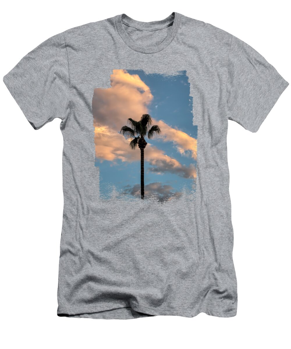 Monsoon T-Shirt featuring the photograph Tall Palm and Summer Clouds by Elisabeth Lucas