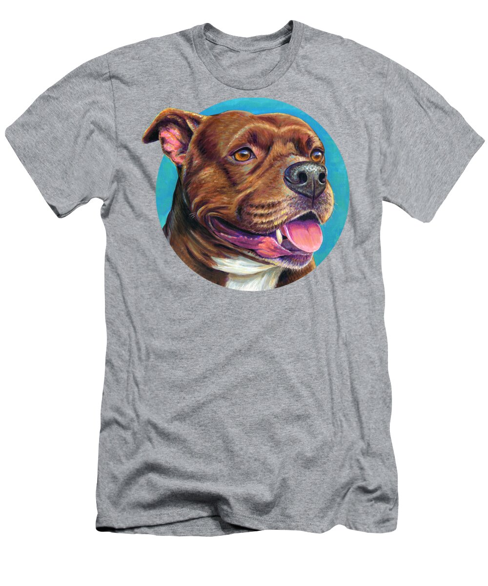 Staffordshire Bull Terrier T-Shirt featuring the painting Tallulah the Staffordshire Bull Terrier Dog by Rebecca Wang