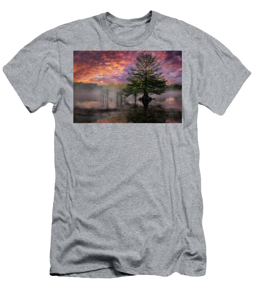 Sunrise T-Shirt featuring the photograph Texas Foggy Sunrise by Michael Ash