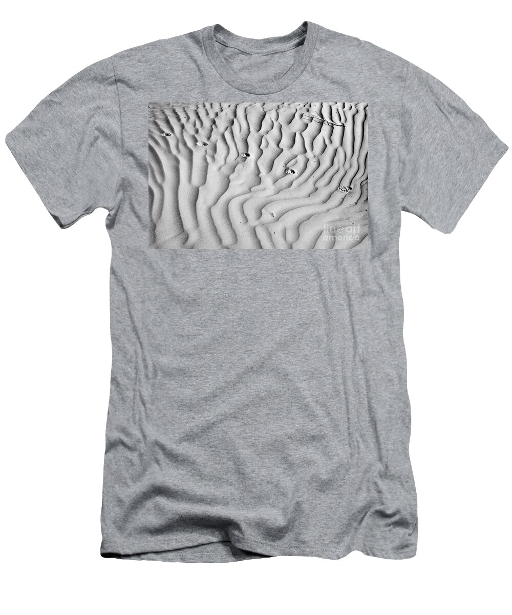 Guadalupe T-Shirt featuring the photograph Texas Sand Ripples Black And White by Adam Jewell