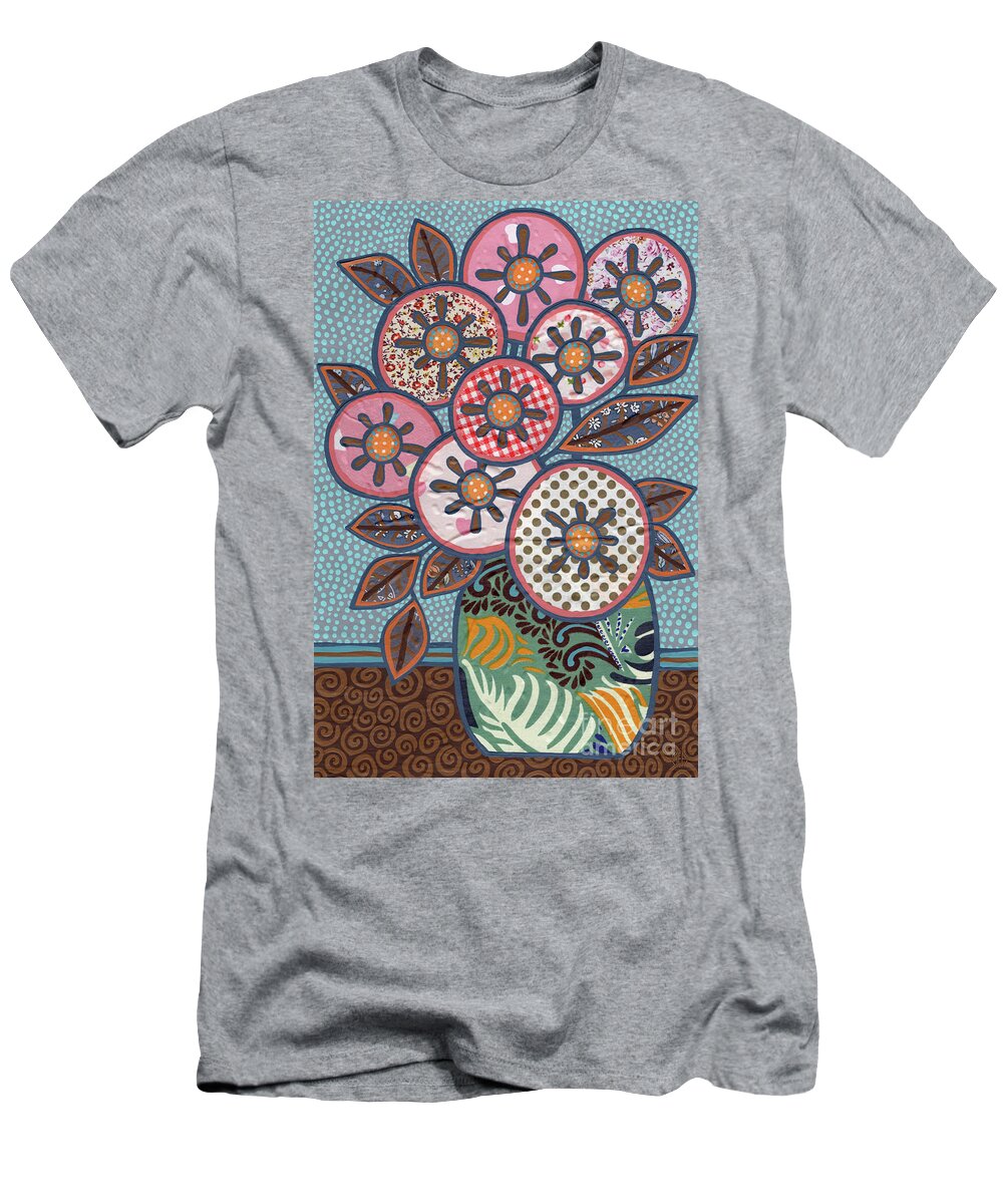 Flowers In A Vase T-Shirt featuring the painting Thanksgiving Bouquet by Amy E Fraser