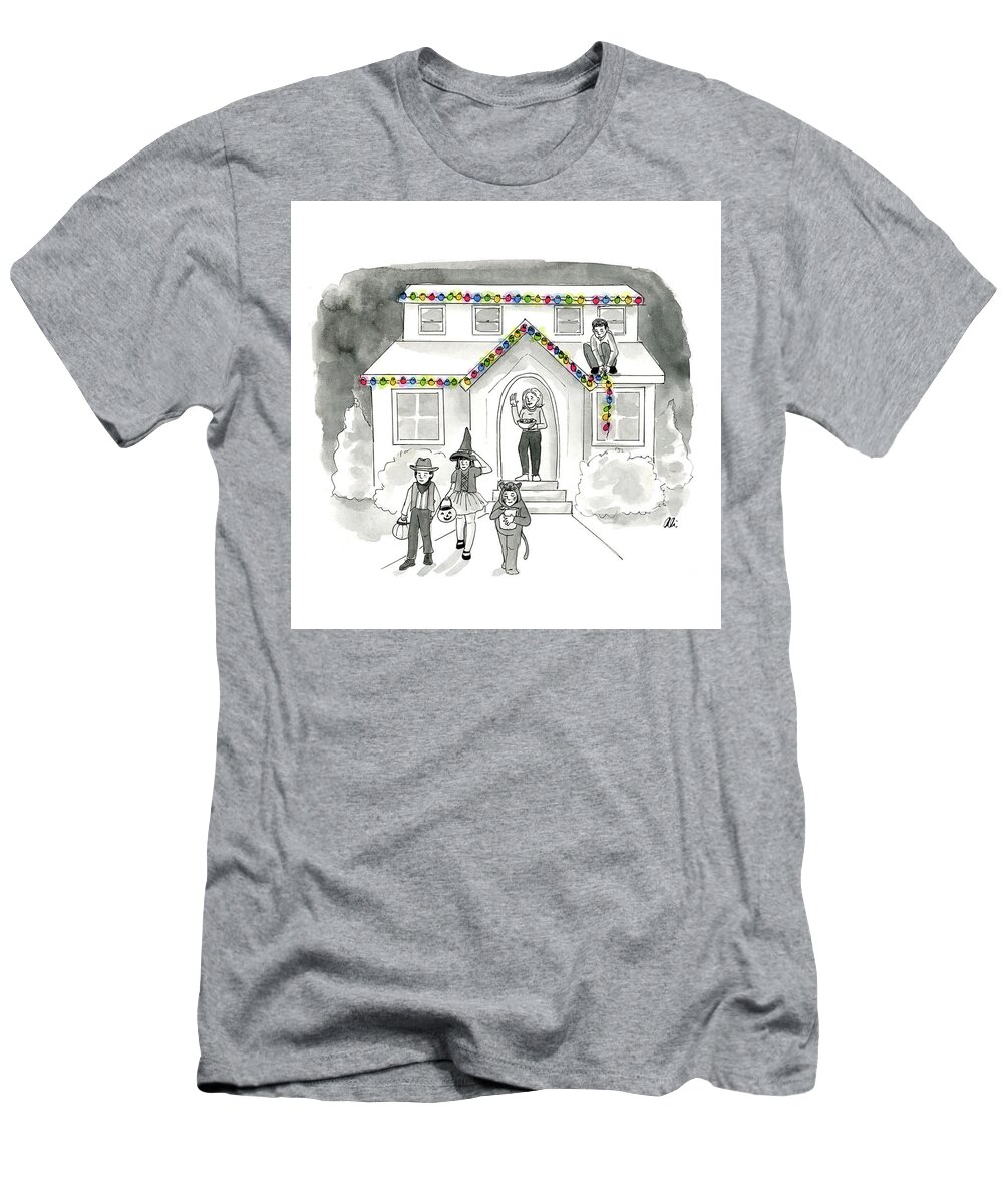 Captionless T-Shirt featuring the drawing The Actual First Day of Christmas by Ali Solomon