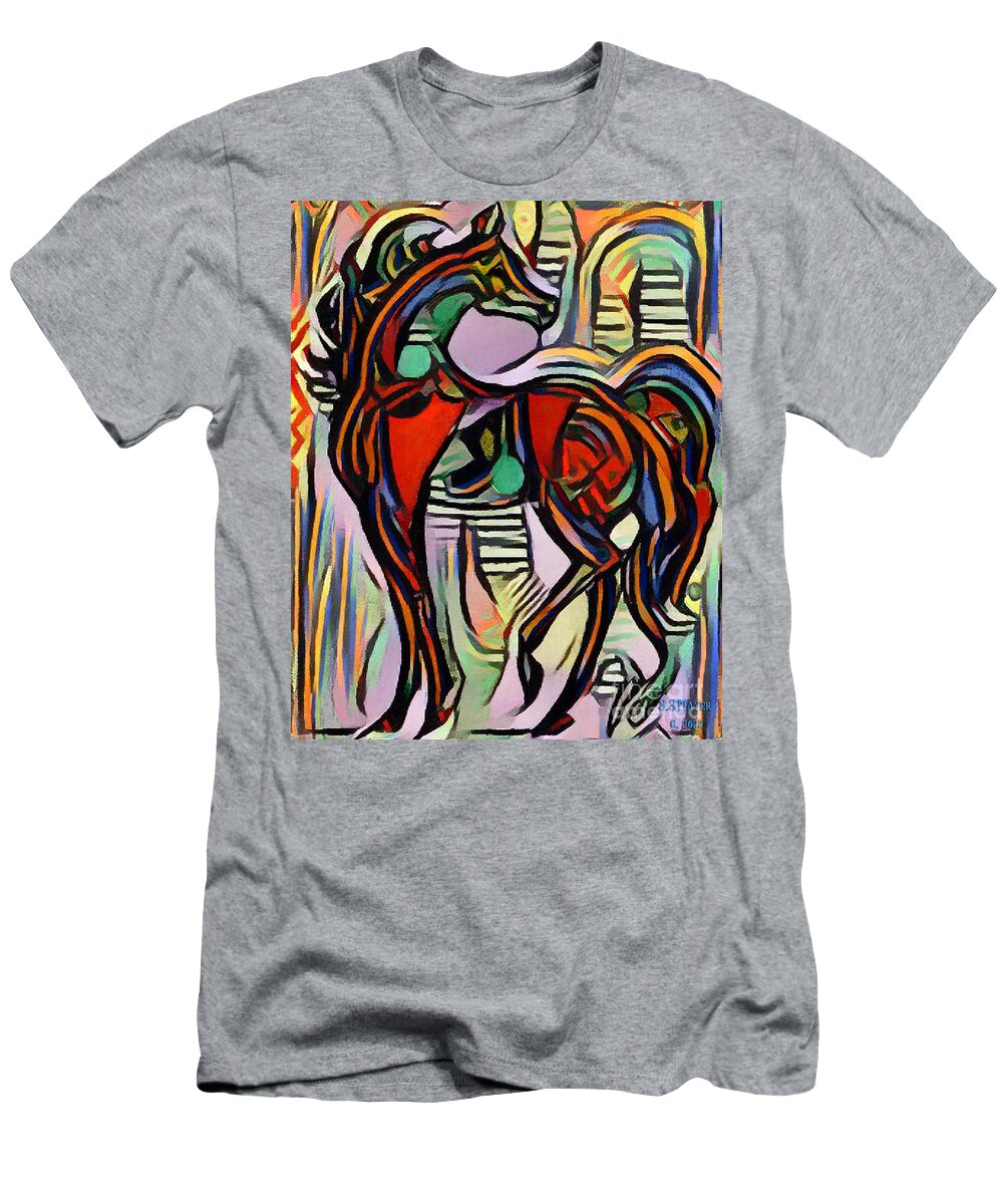 Digital Painting T-Shirt featuring the digital art The Albuquerque Horse 1 by Stacey Mayer
