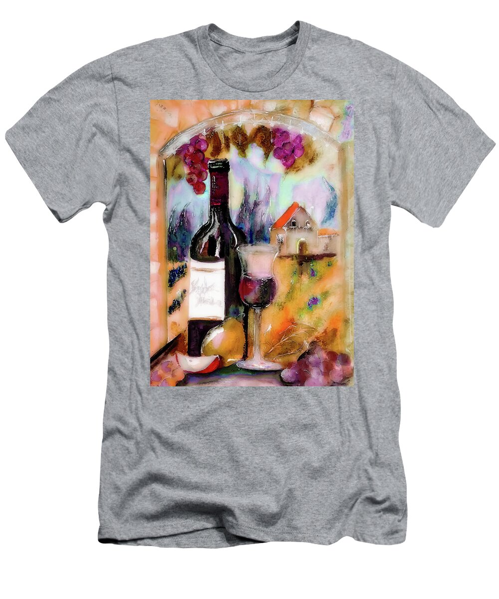Vineyard T-Shirt featuring the painting The Alcove Opening To The Vineyard House by Lisa Kaiser