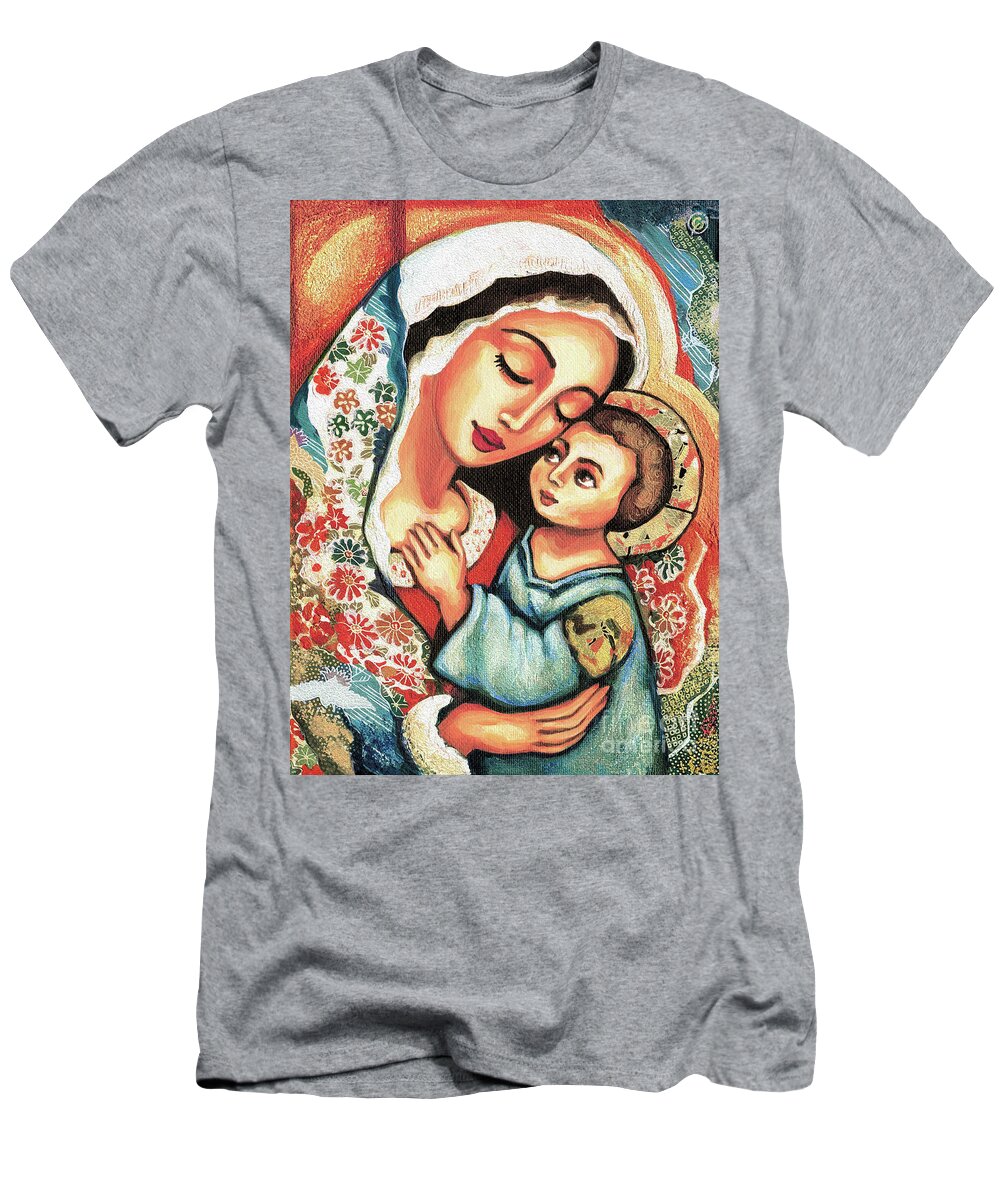 Mother And Child T-Shirt featuring the painting The Blessed Mother by Eva Campbell
