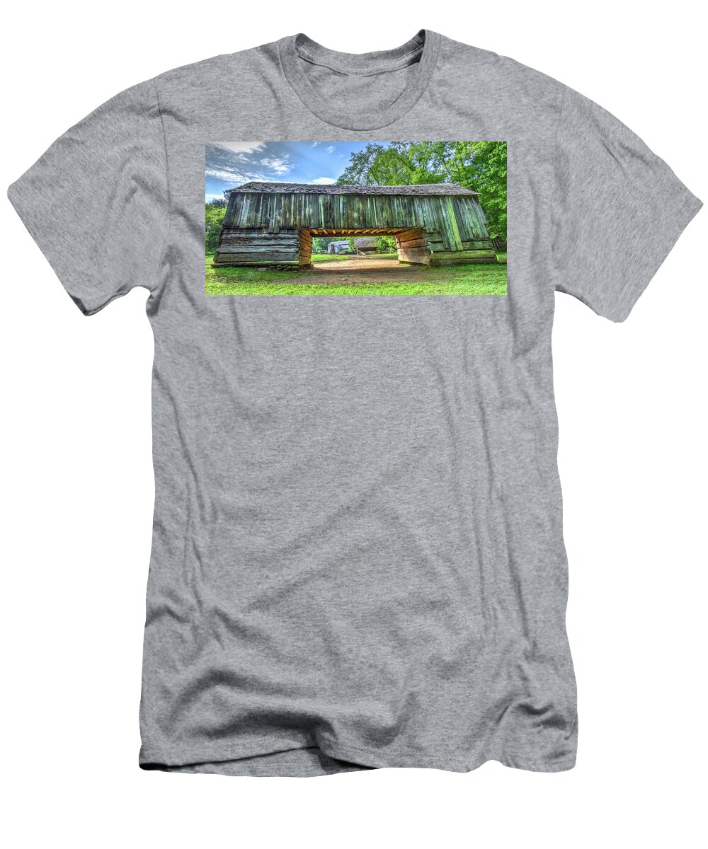 Barns T-Shirt featuring the photograph The Cantilever Barn at Cades Cove Townsend Tennessee by Debra and Dave Vanderlaan