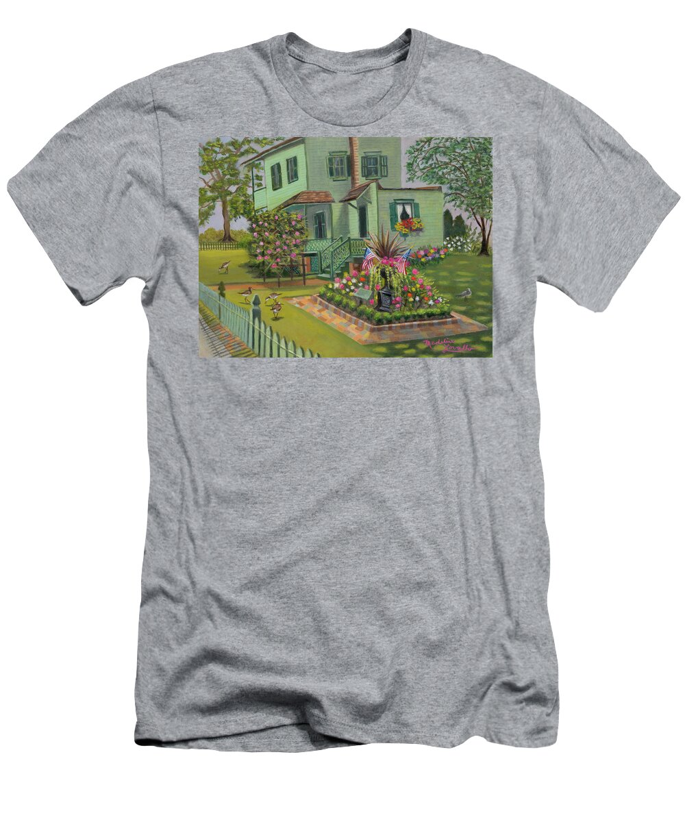 Ocean Gove T-Shirt featuring the painting The Centennial Cottage, Ocean Grove, New Jersey by Madeline Lovallo
