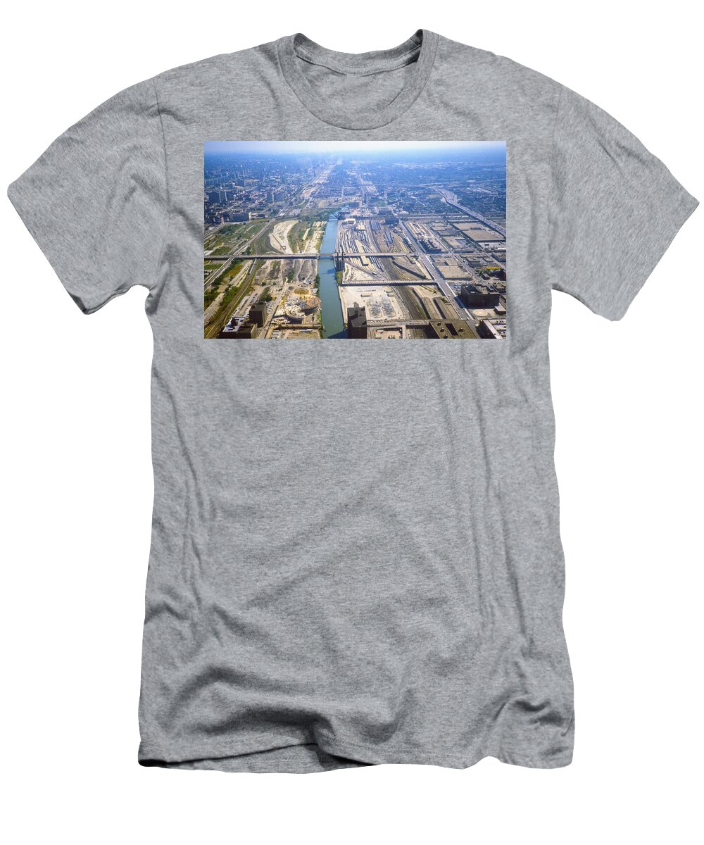 Chicage T-Shirt featuring the photograph The Chicago Rail Freight Yards in 1984 by Gordon James