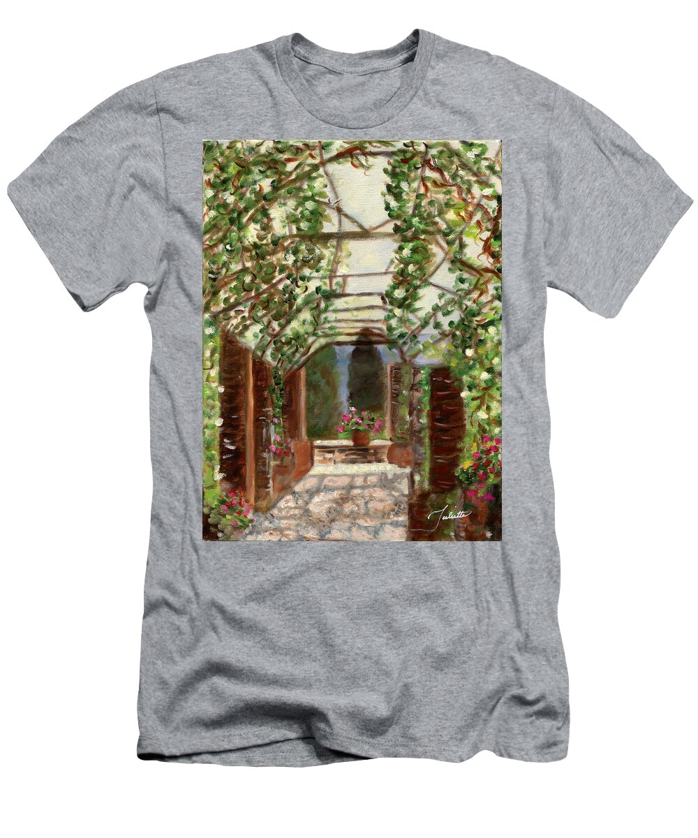 Italy T-Shirt featuring the painting The Count's Courtyard by Juliette Becker
