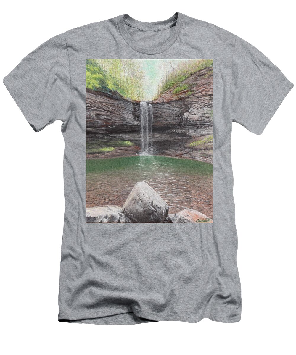North Carolina T-Shirt featuring the painting The fall of water by Barbara Barber