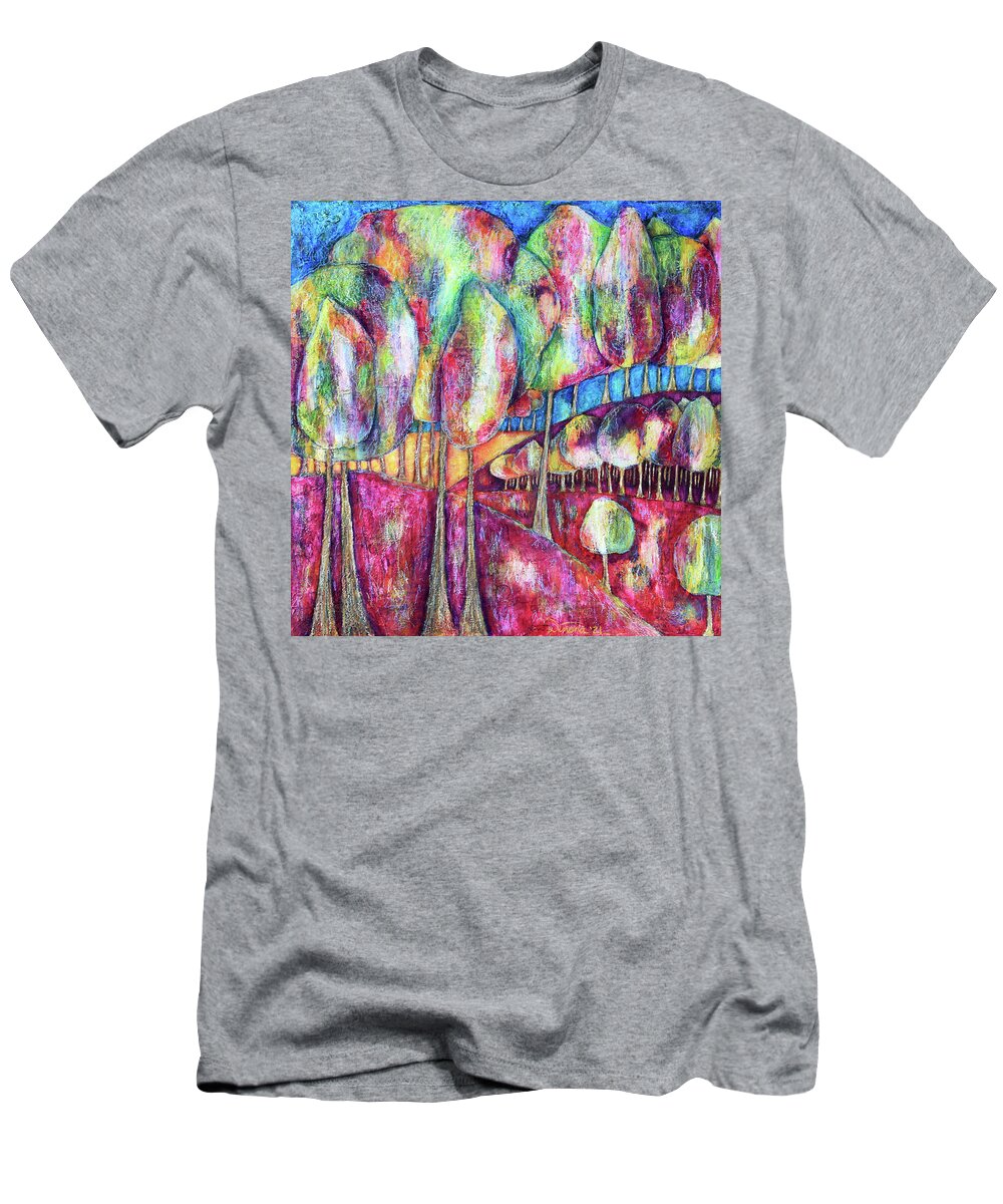 Landscape T-Shirt featuring the painting The Forests of Lunaria by Winona's Sunshyne