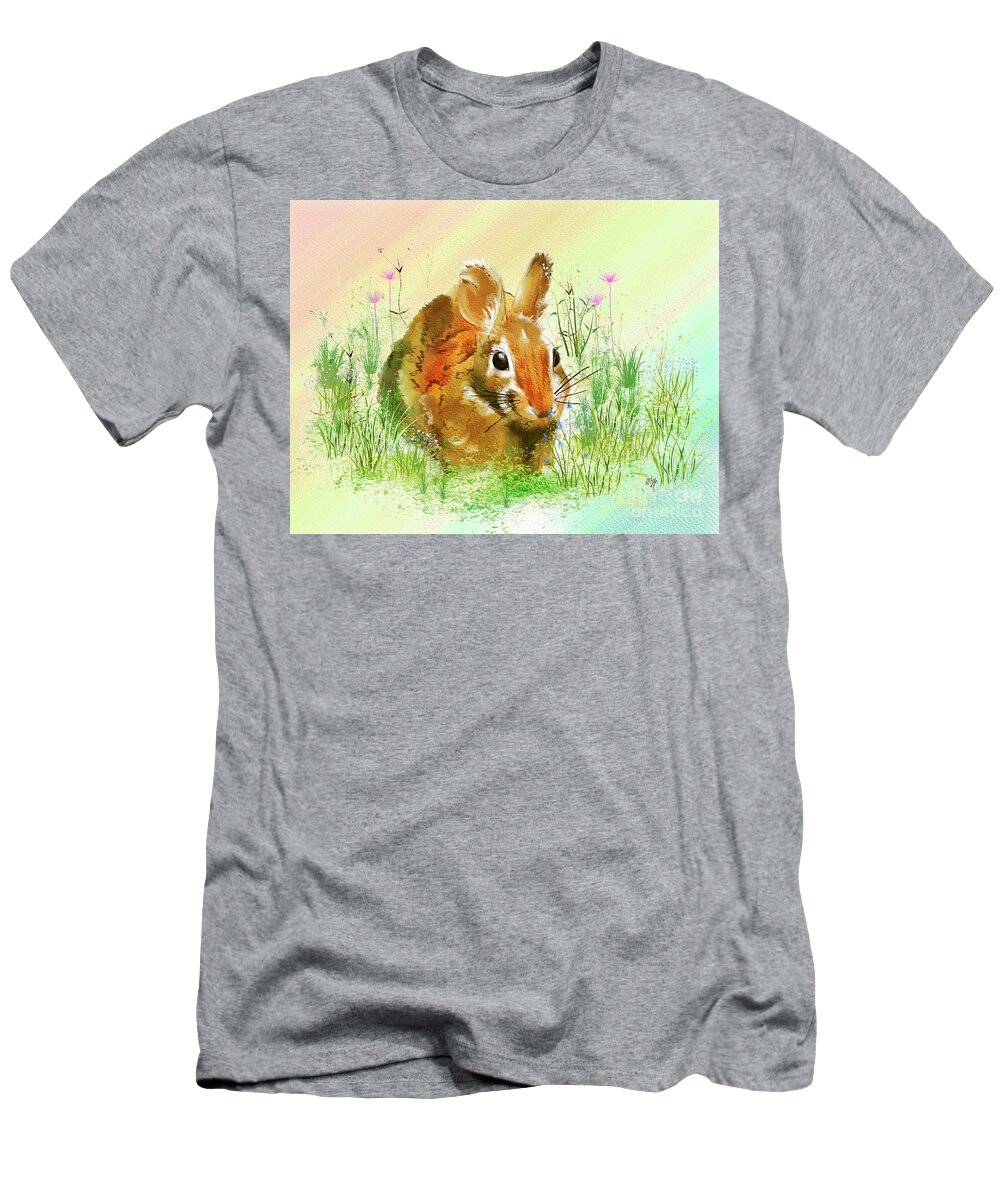 Bunny T-Shirt featuring the digital art The Gardener In The Flowers by Lois Bryan