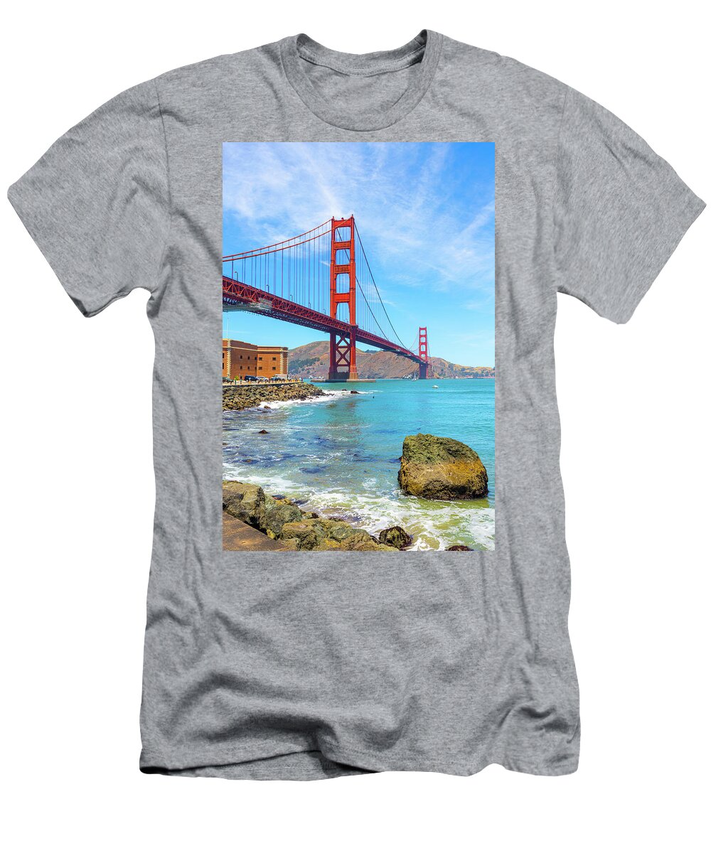 Golden Gate Bridge T-Shirt featuring the photograph The Glorious Golden Gate Bridge by Bonnie Follett