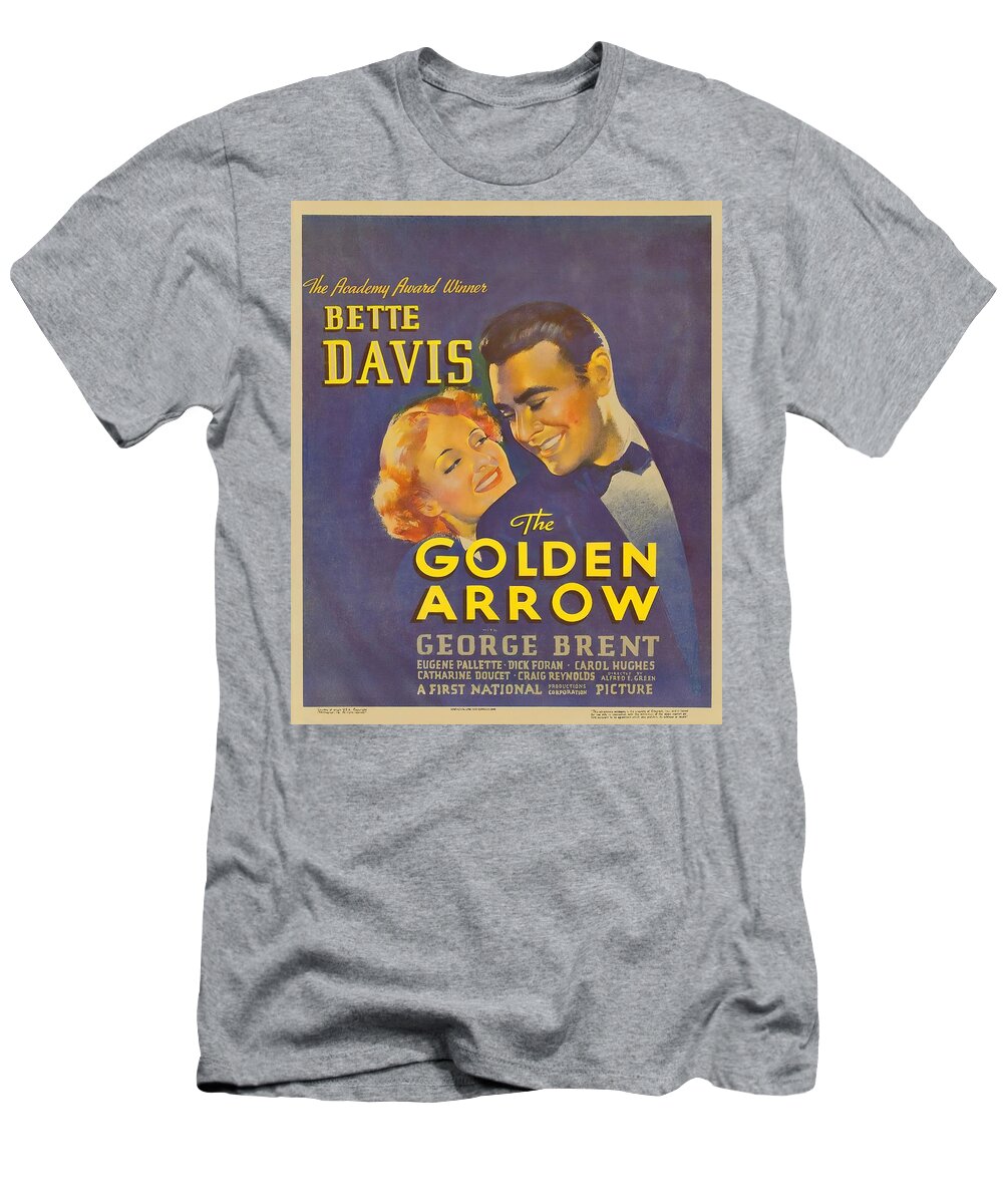 Golden T-Shirt featuring the mixed media ''The Golden Arrow'', 1936, movie poster by Stars on Art