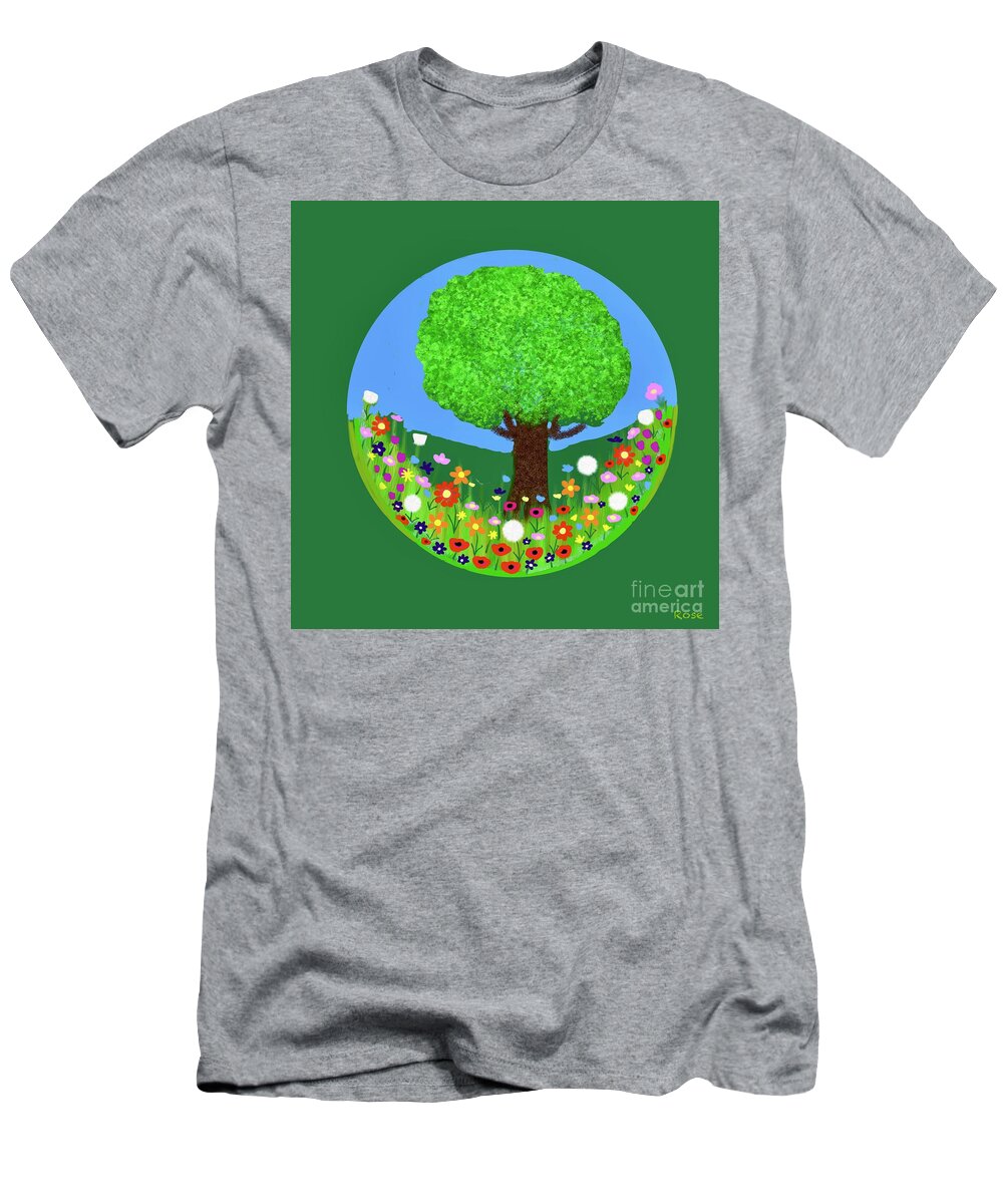 Tree T-Shirt featuring the digital art The great tree illustration by Elaine Hayward