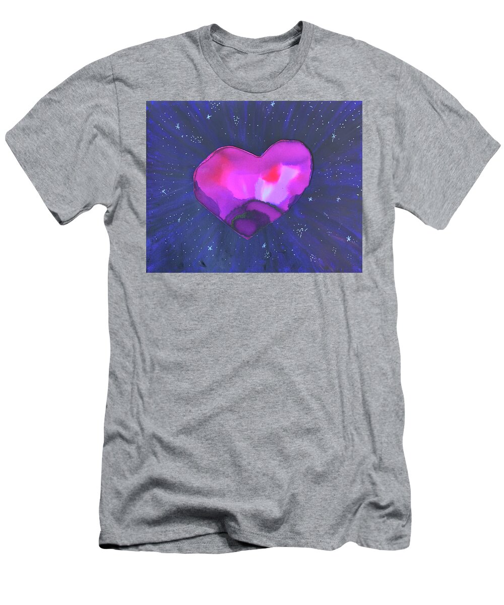 Vibrant T-Shirt featuring the painting The Heart of the Universe by Sandy Rakowitz