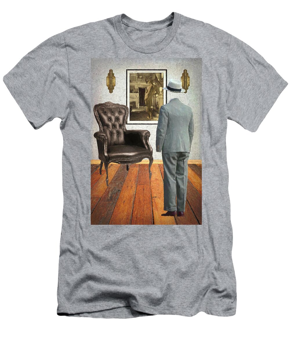 Surreal T-Shirt featuring the digital art The Invisible Man at Home by John Haldane