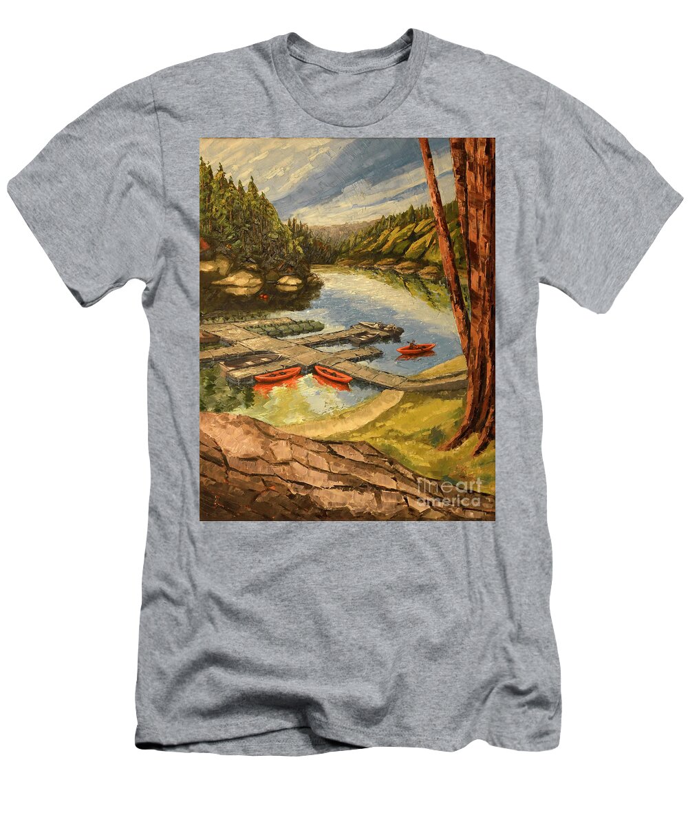 Loch Lomond T-Shirt featuring the painting The Loch by PJ Kirk