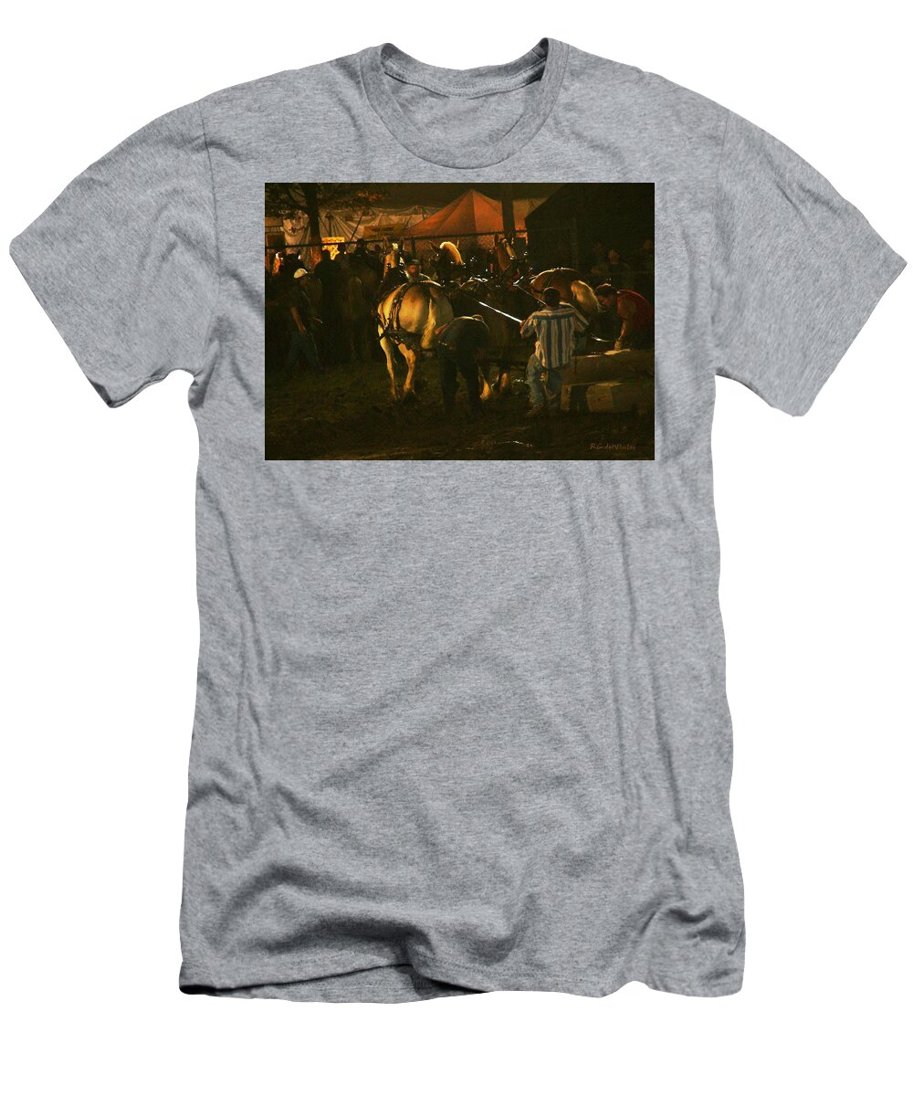 Horses T-Shirt featuring the painting The Night Pull No 1 by RC DeWinter