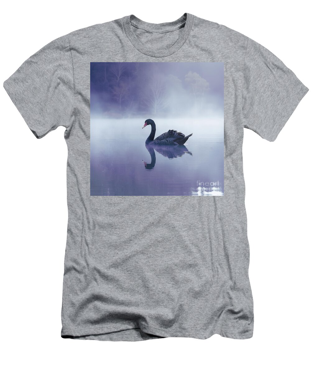 Black Swan T-Shirt featuring the digital art The Prettiest Black Swan One by Elisabeth Lucas