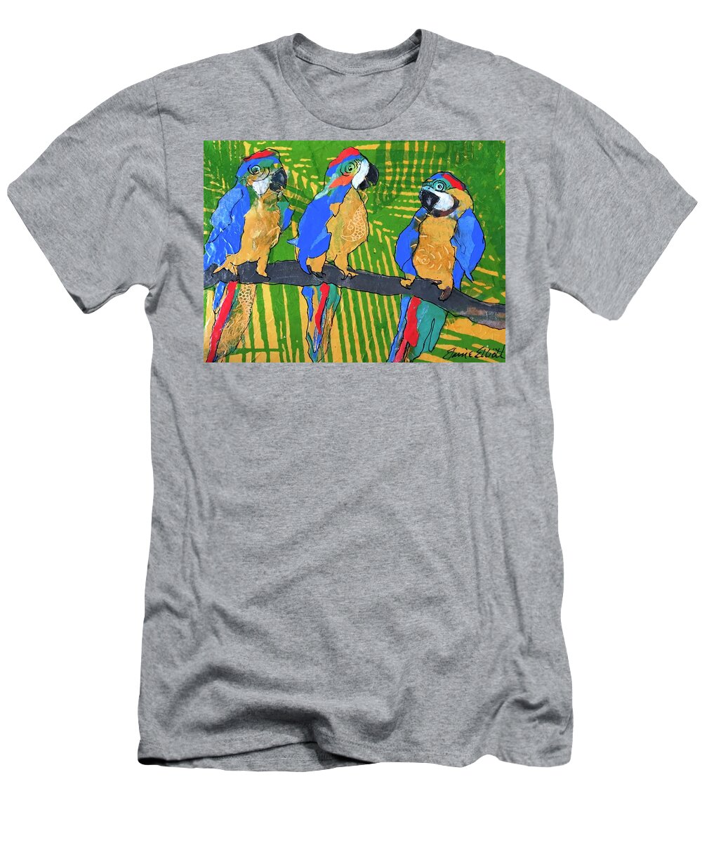 Parrot Painting T-Shirt featuring the painting The Red Berets by Elaine Elliott
